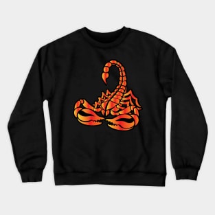 Flaming Orange Scorpion, Tribal Art Style Crewneck Sweatshirt